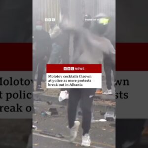 Molotov cocktails thrown at police as more protests break out in Albania. #Albania #BBCNews
