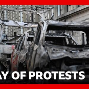 Violent clashes and buildings ablaze in France protests | BBC News